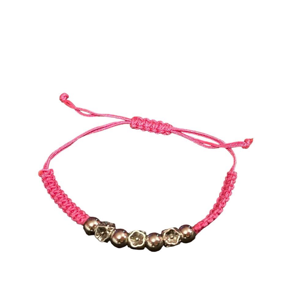 Trendy Pink Skull Bracelet Adjustable Macrame Friendship Jewelry‎ R-43